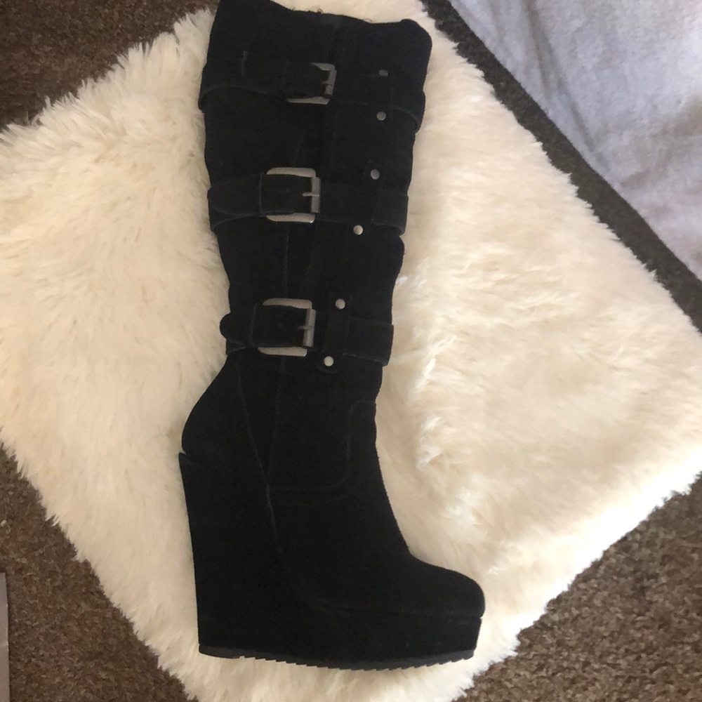 Black leather boots